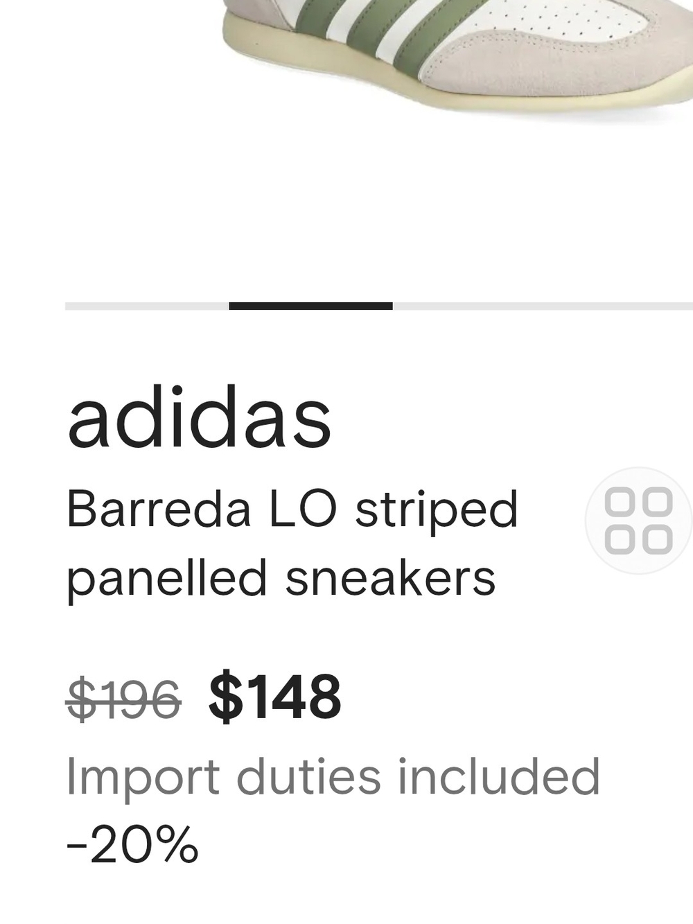 adidas Ladies Barreda LO Striped Panelled Sneakers in White and Green